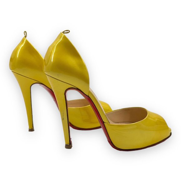 [relisted] Christian Louboutin Bright Yellow Peep Toe Heels - Picture 2 of 11